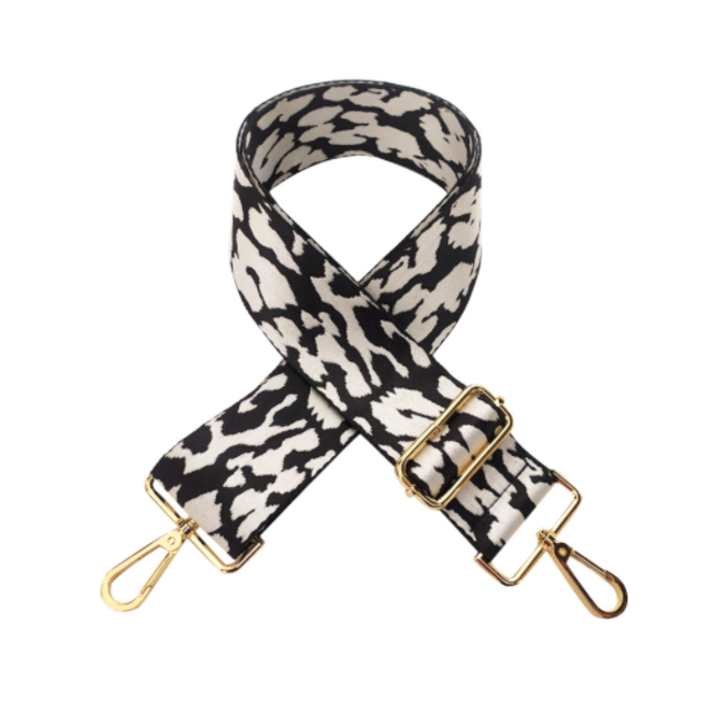 Bag Strap / Tas Riem Luipaard | Zwart/ Wit | Schouderriem