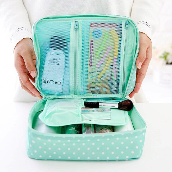 Travel 'Green Dot' Toilettas | Make Up Organizer/Travel Bag/Reistas