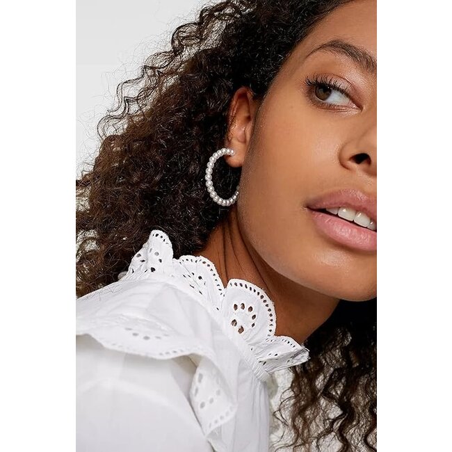 Parel Oorringen - 30 mm | Imitatie Parel | Bijoux/Messing