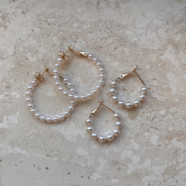 Parel Oorringen - 20 mm | Imitatie Parel | Bijoux/Messing