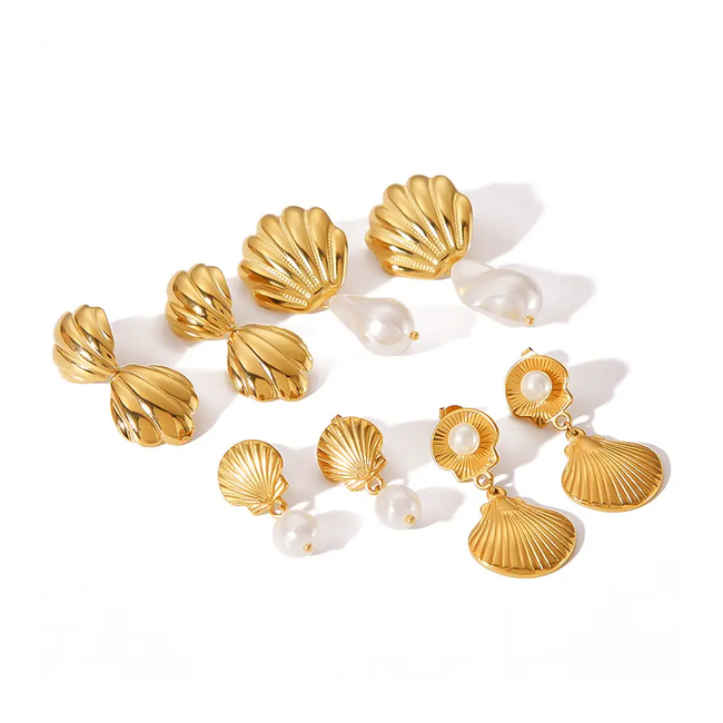 Ibiza Oorbellen - Shell #2 | Schelp Oorhangers | Stainless Steel