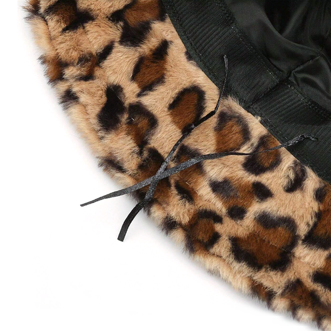 Furry Leopard Bucket Hat - Luipaard Grijs | Polyacryl | 56-58 cm