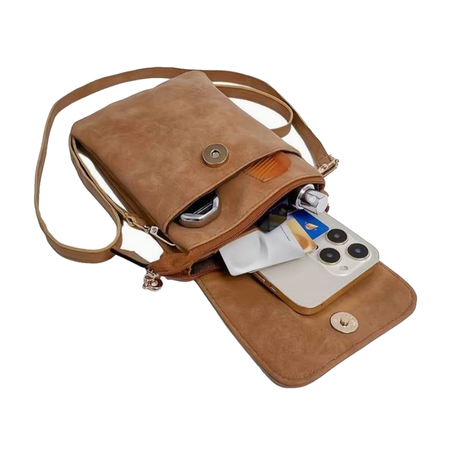 Telefoon Tasje - Grijs  | Suede / Leder | 20 x 13 x 3,5 cm