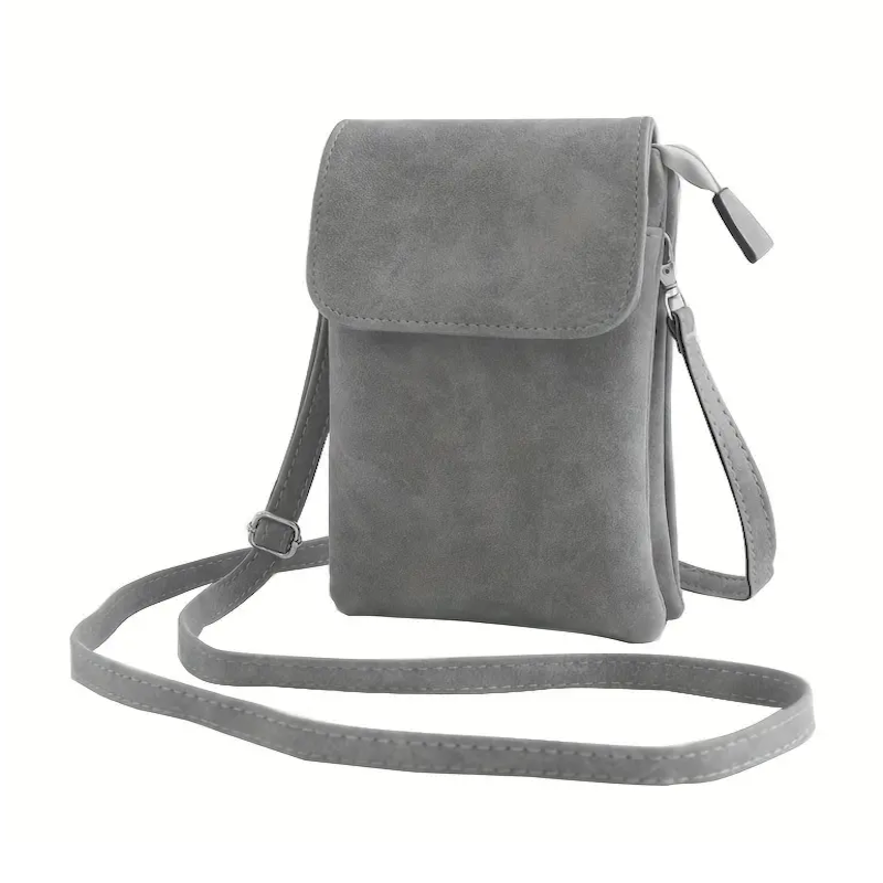 Telefoon Tasje Grijs Suede Leder 20 x 13 x 3 5 cm Fashion Favorite