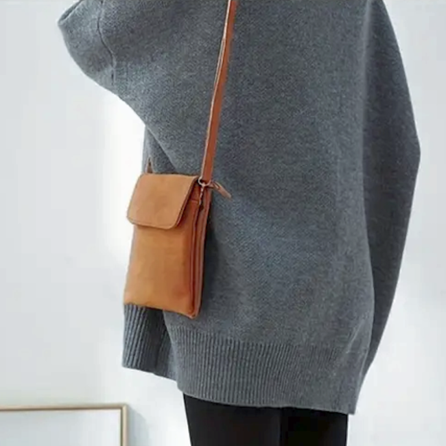 Telefoon Tasje - Bruin | Suede / Leder | 20 x 13 x 3,5 cm