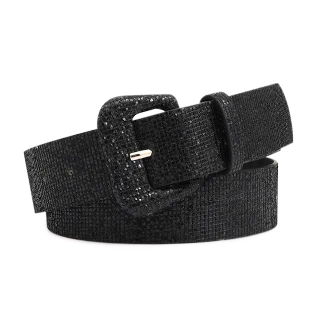 Metallic Glitter Riem - Zwart | Riemmaat 90 cm | Kunstleer