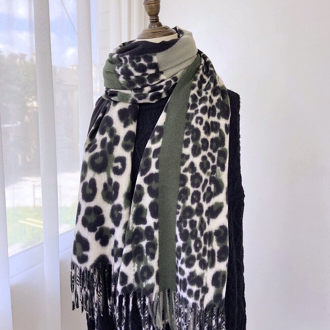 Leopard Sjaal - Groen | 180 x 70 cm | Polyester