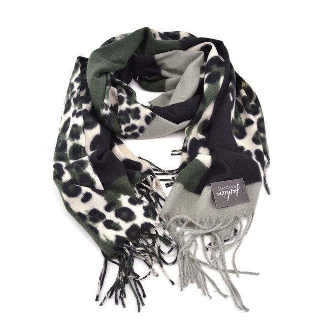 Leopard Sjaal - Groen | 180 x 70 cm | Polyester