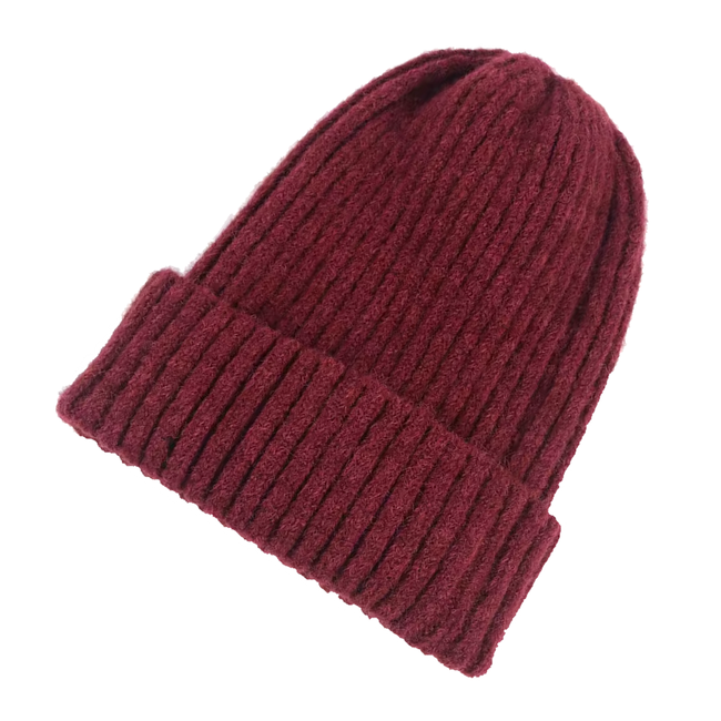Beanie Knitted Muts - Bordeauxrood | Polyacryl | One Size
