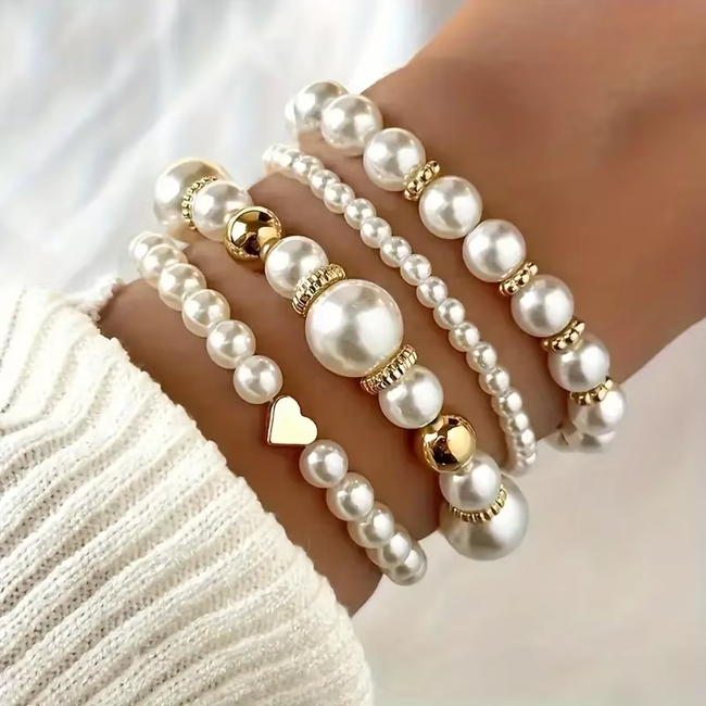 Parel Armbanden - Set 4 stuks | Imitatieparel / Bijoux