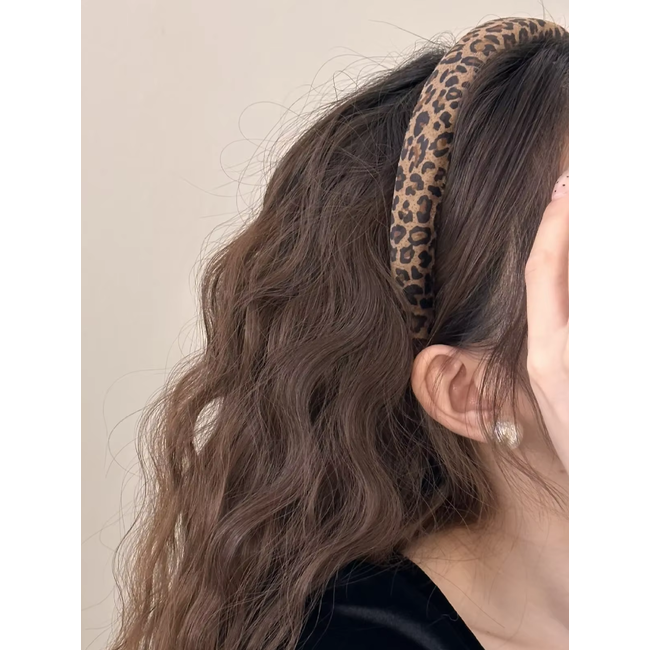Velvet Luipaard Haarband / Diadeem - Bruin | Polyester