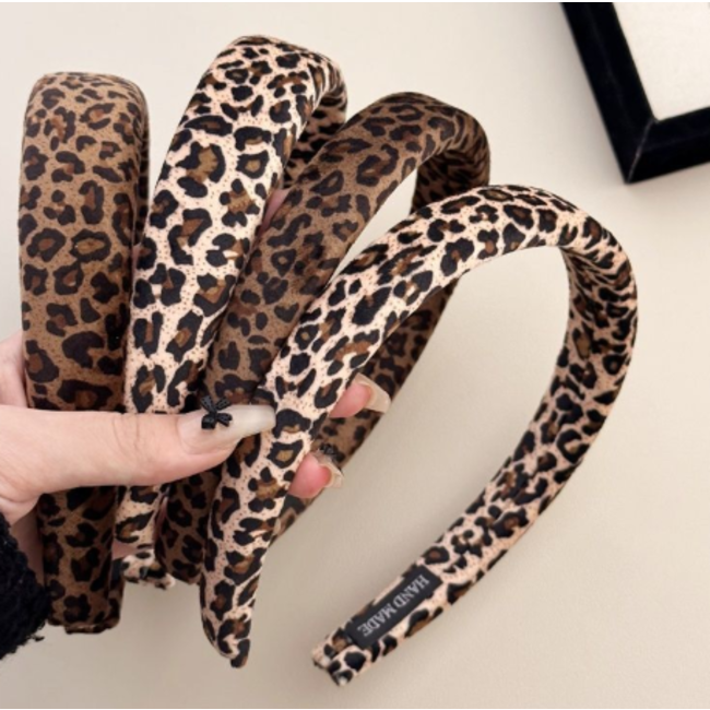 Velvet Luipaard Haarband / Diadeem - Beige | Polyester