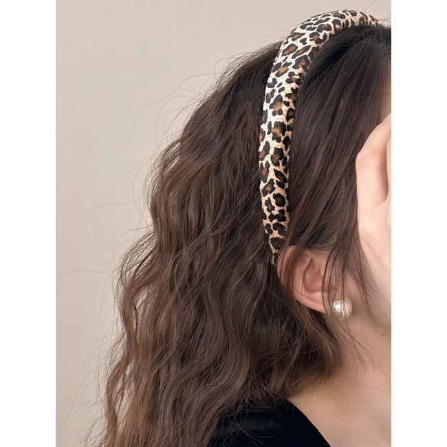 Velvet Luipaard Haarband / Diadeem - Beige | Polyester