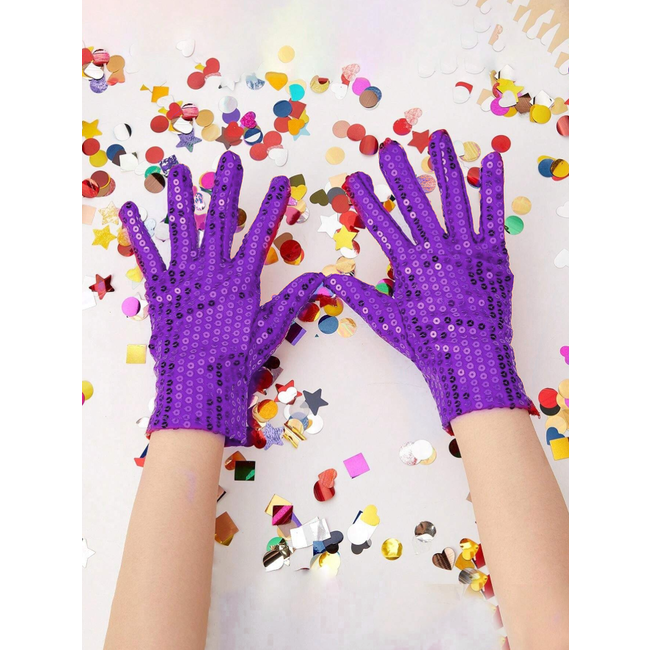Glitter Handschoenen - Paars | Polyester | Maat S/M