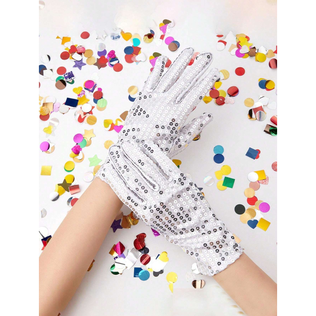 Glitter Handschoenen - Zilver | Polyester | Maat S/M