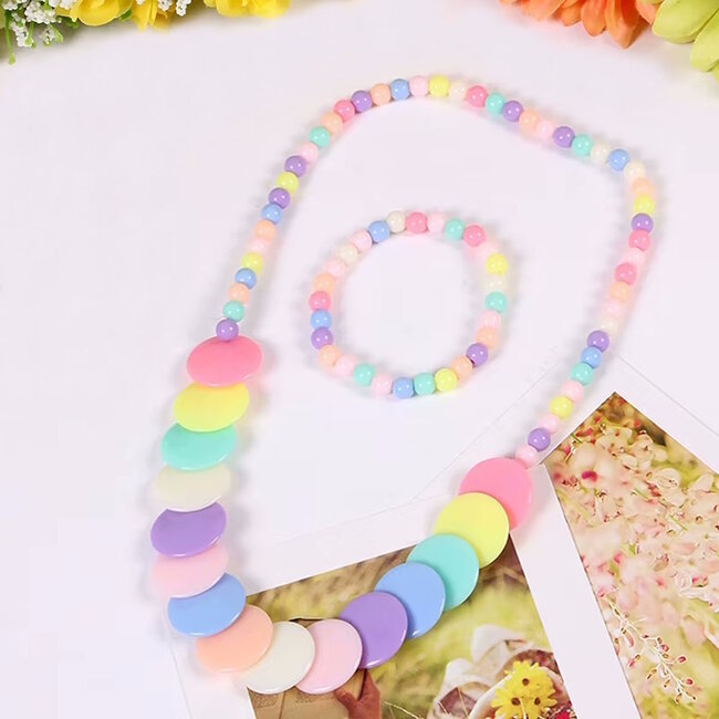 Kinder Sieradenset: Ketting + Armband Rondje | Kunststof