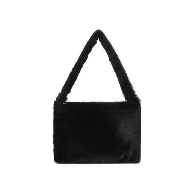 Furry Tasje - Zwart | 27 x 20 x 4 cm | Polyester