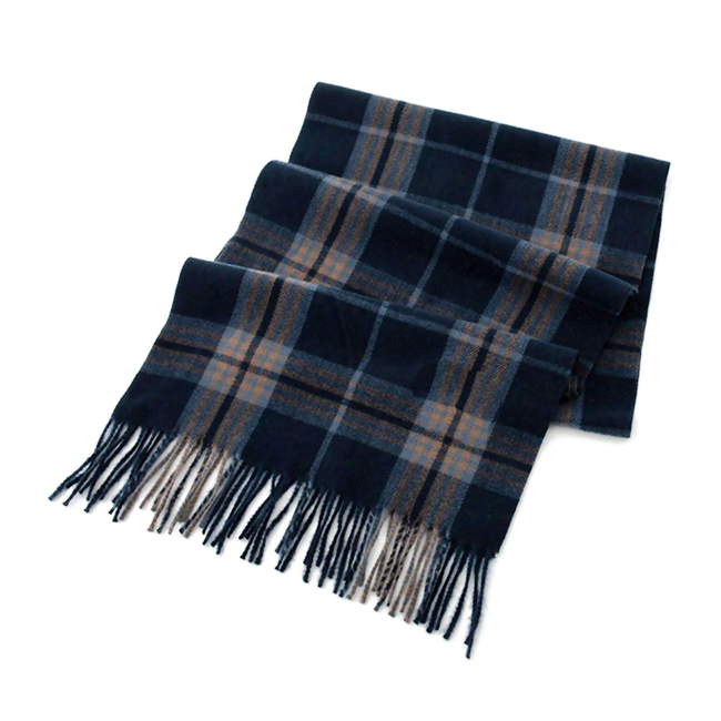 Sjaal Ruit - Blauw/Taupe/Donkerblauw | 200 x 39 cm | Acryl/Polyester