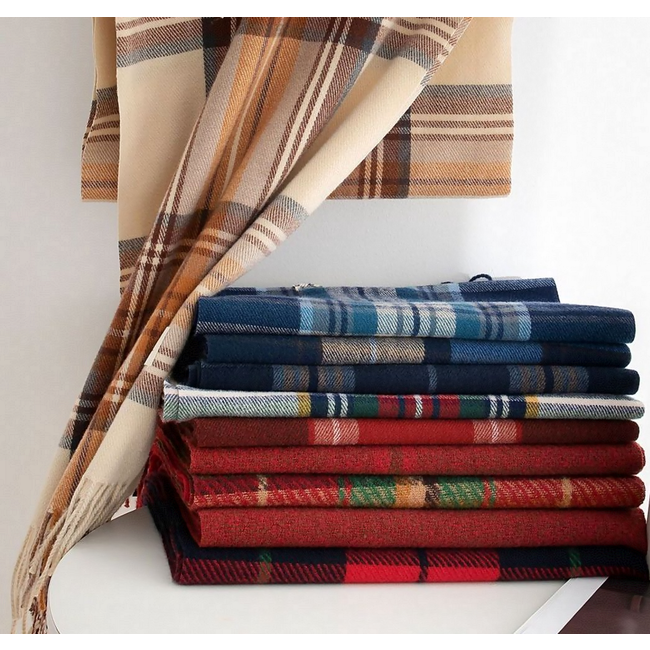 Sjaal Ruit - Blauw/Taupe/Donkerblauw | 200 x 39 cm | Acryl/Polyester