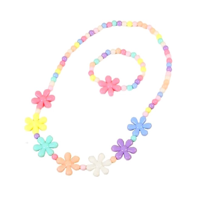 Kinder Sieradenset: Ketting + Armband Bloem | Kunststof