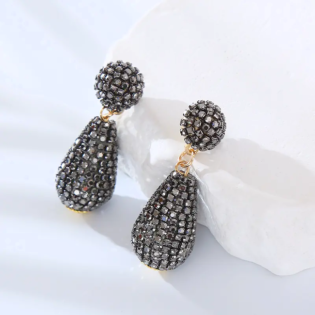 Lara Oorhangers - Strass Metal | 5 x 2 cm | Bijoux/Zirkonia