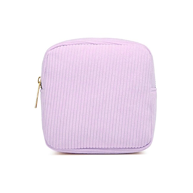 Corduroy Mini Make-up Tas - Lila | 14 x 14 x 5 cm