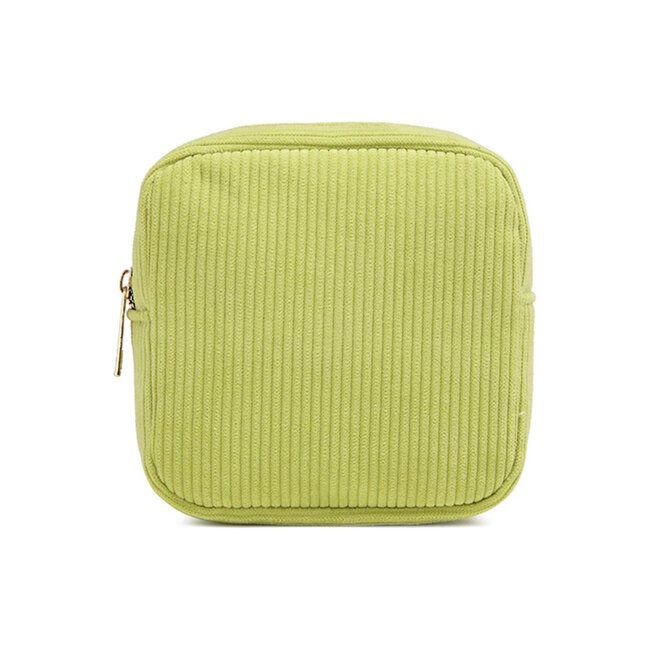 Corduroy Mini Make-up Tas - Groen | 14 x 14 x 5 cm