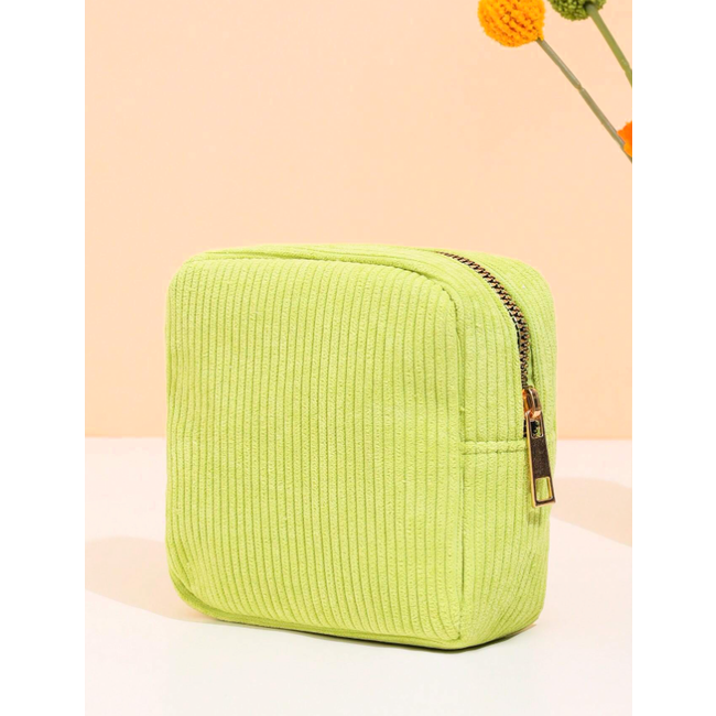Corduroy Mini Make-up Tas - Groen | 14 x 14 x 5 cm