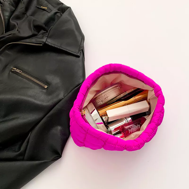 Toilettas Puffer - Roze | Clutch / Make-Up Tas | 26,5 x 16,5 cm