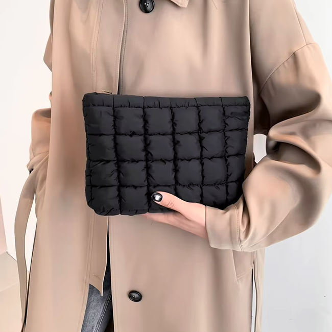 Toilettas Puffer - Bruin | Clutch / Make-Up Tas | 26,5 x 16,5 cm