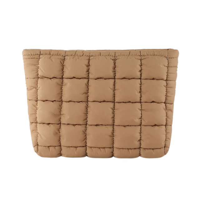 Toilettas Puffer - Bruin | Clutch / Make-Up Tas | 26,5 x 16,5 cm