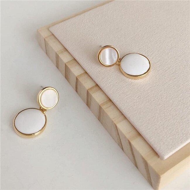 Vintage Oorbellen - Wit | 925 Zilver | 2,2 x 1,4 cm