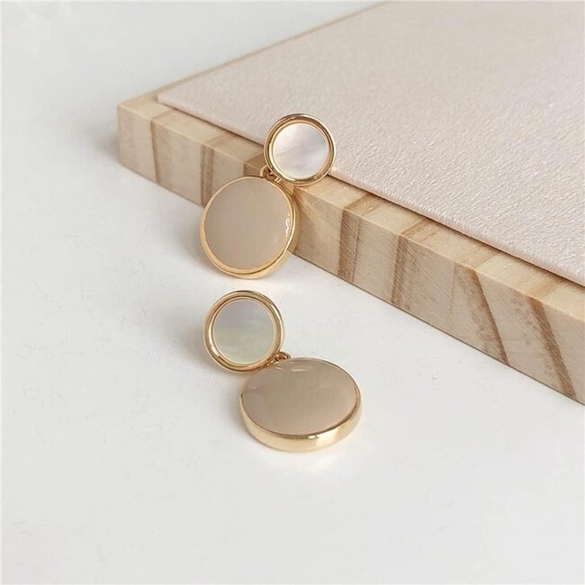 Vintage Oorbellen - Grijs/Groen | 925 Zilver | 2,2 x 1,4 cm