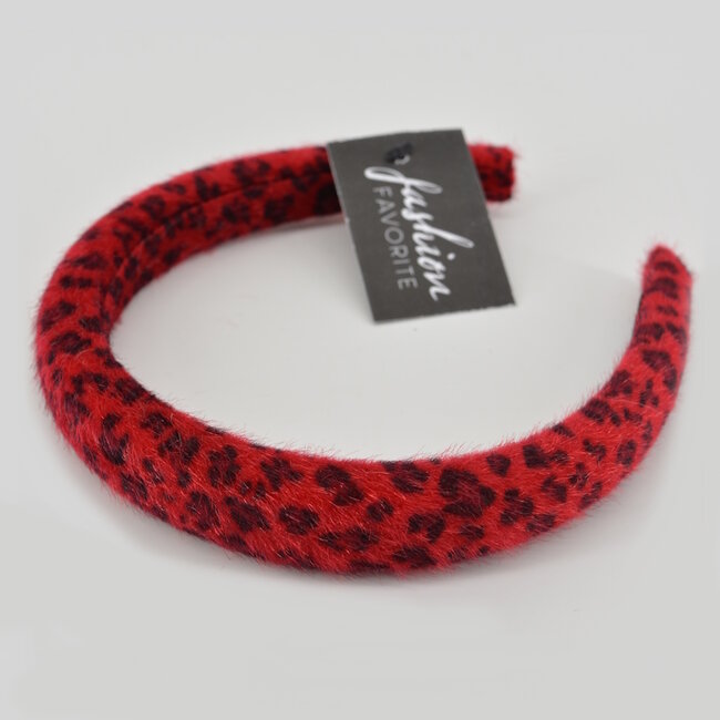 Furry Luipaard Haarband/Diadeem - Rood | Polyester