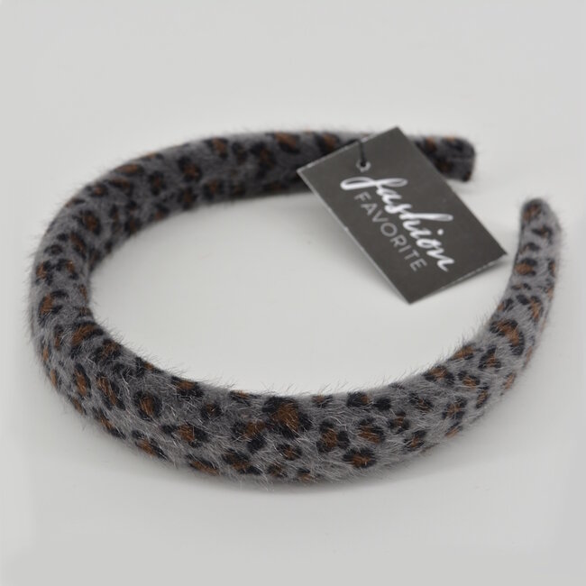 Furry Luipaard Haarband/Diadeem - Grijs | Polyester