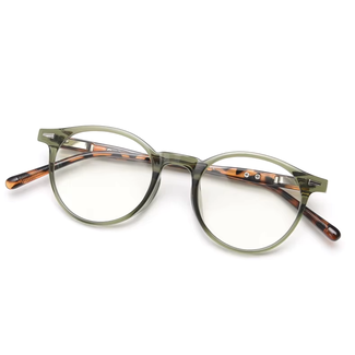 Fashion Favorite Computer Bril - Rond Groen/Luipaard