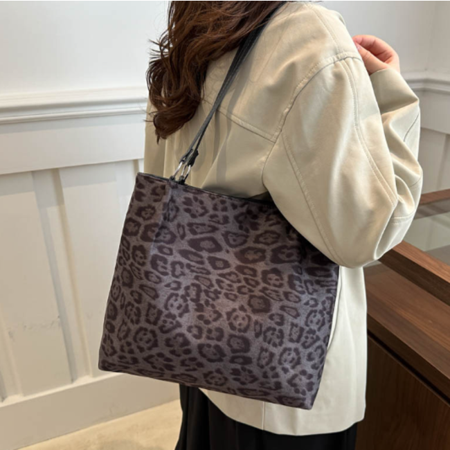 Schoudertas  Leopard - Bruin | 33 x 26 x 10 cm | Polyester/PU Leder