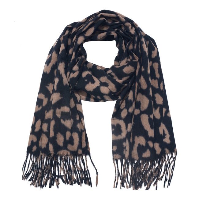 Luipaard Sjaal - Zwart/Bruin | 200 x 70 cm | Polyester