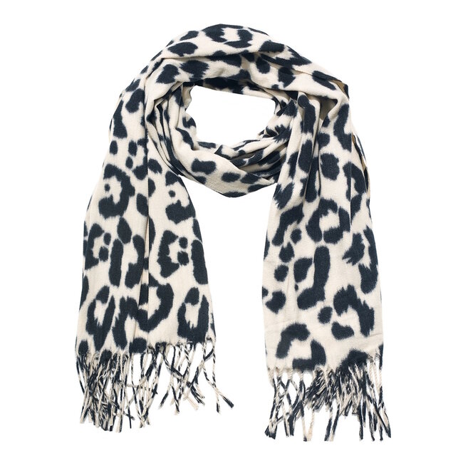 Luipaard Sjaal - Crème/Zwart | 200 x 70 cm | Polyester