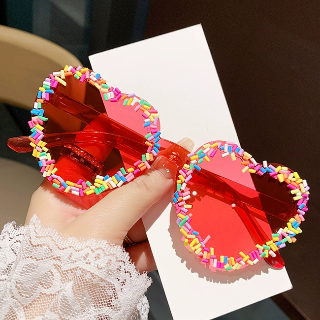 Sprinkle Confetti Bril - Hart Rood | Fashion Favorite