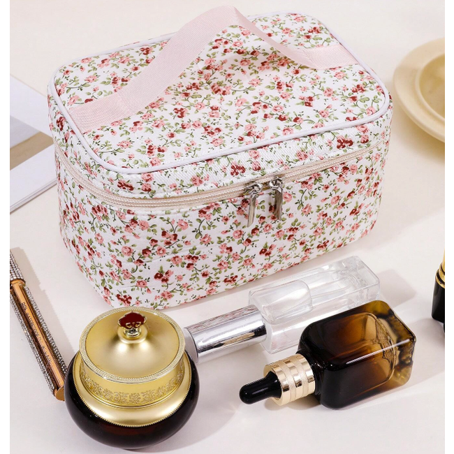 Toilettas Vintage Flowers - Roze | 20 x 12 x 12 cm