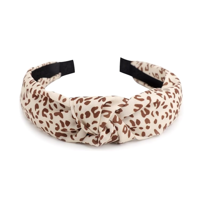 Knoop Haarband - Creme Luipaard | Polyester