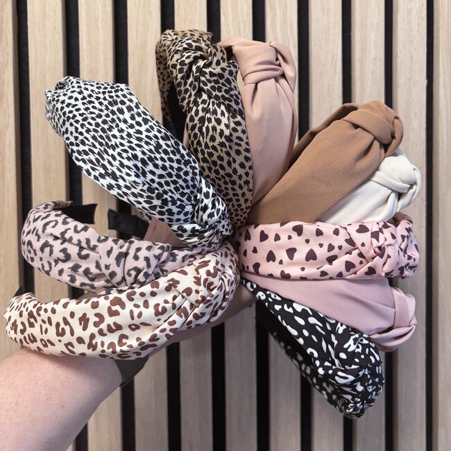 Knoop Haarband - Zilver Cheeta | Polyester