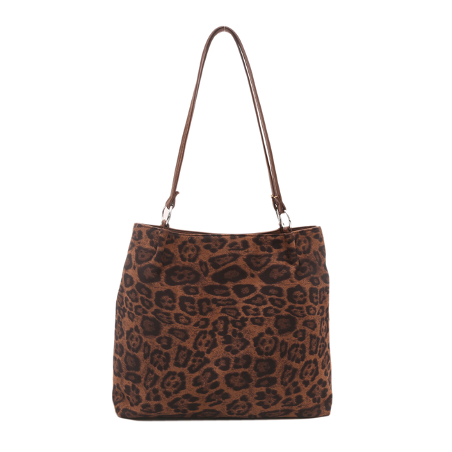 Shopper Leopard - Bruin | 33 x 26 x 10 cm | Polyester/PU Leder
