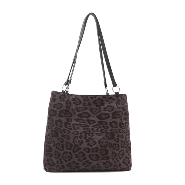 Shopper Leopard - Bruin | 33 x 26 x 10 cm | Polyester/PU Leder
