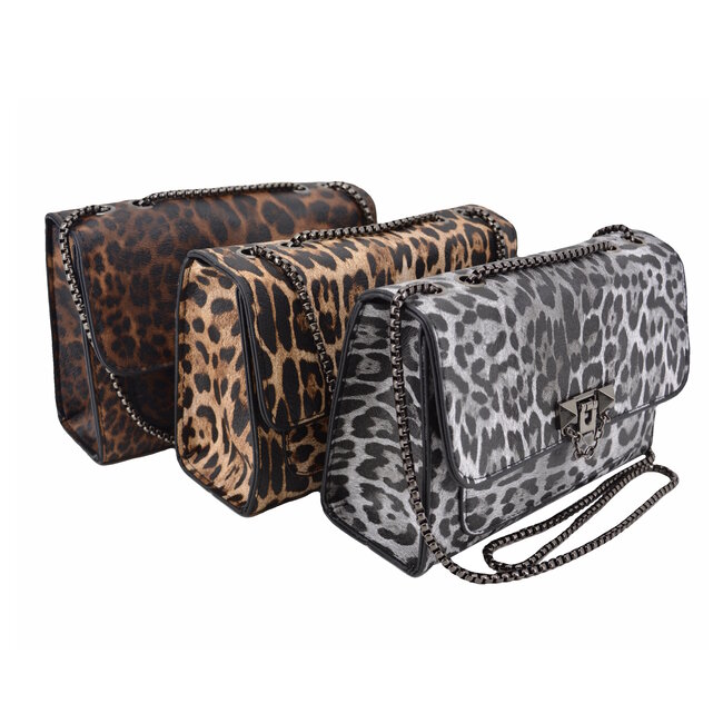 Leopard Schoudertas - Bruin | 21 x 15 x 7 cm | Kunstleder