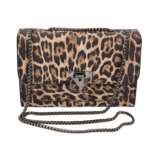 Leopard Schoudertas - Bruin | 21 x 15 x 7 cm | Kunstleder