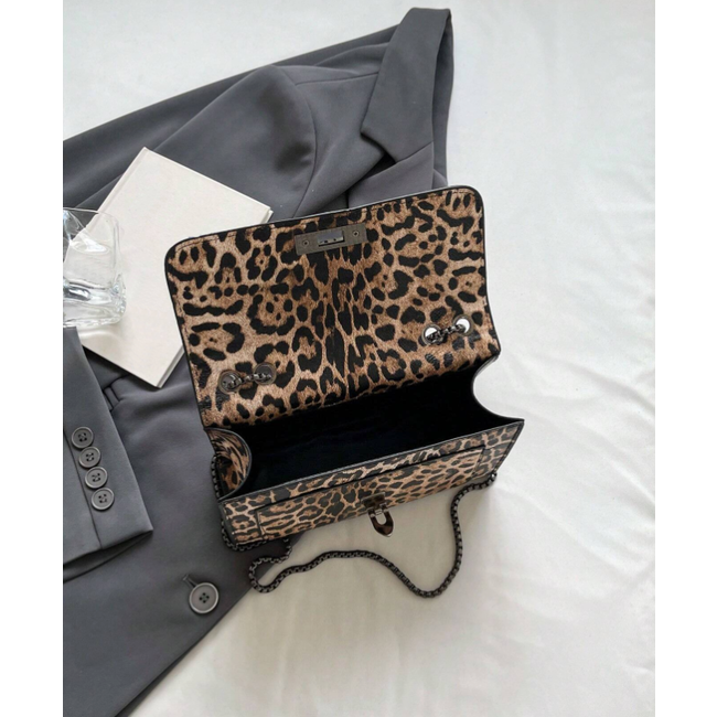 Leopard Schoudertas - Bruin | 21 x 15 x 7 cm | Kunstleder