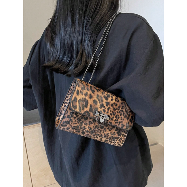 Leopard Schoudertas - Bruin | 21 x 15 x 7 cm | Kunstleder