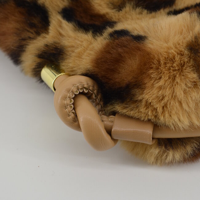 Fluffy Telefoontasje - Leopard Bruin | 22 x 15 x 4 cm